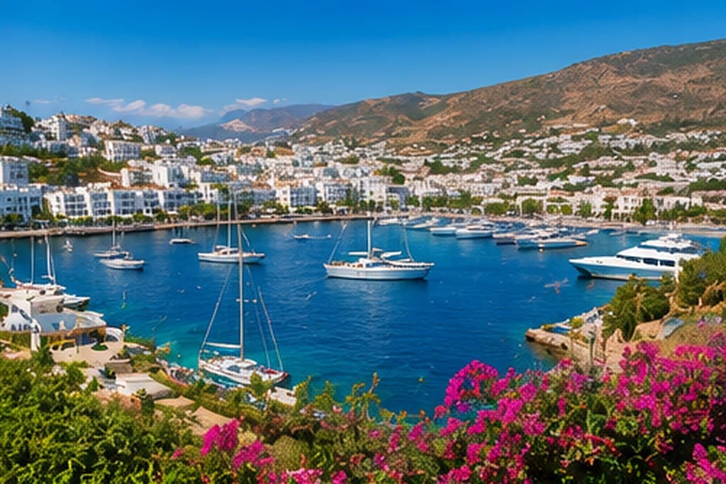 Yachts moored in the marina at Bodrum, Turkey