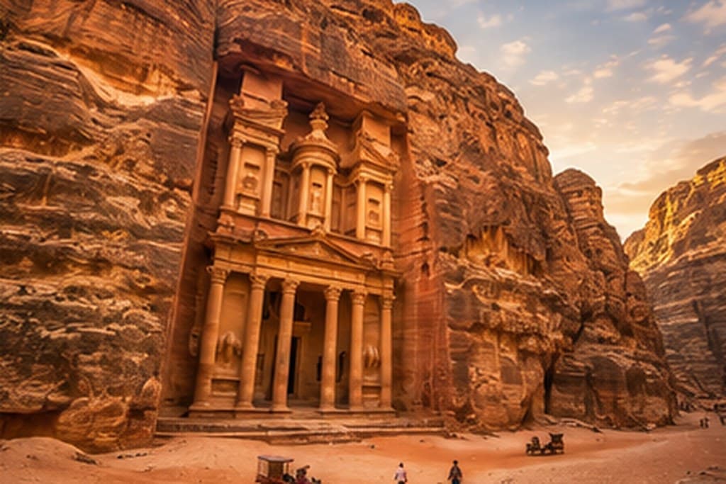 Al-Khazneh, the rock-cut Treasury at Petra, Jordan