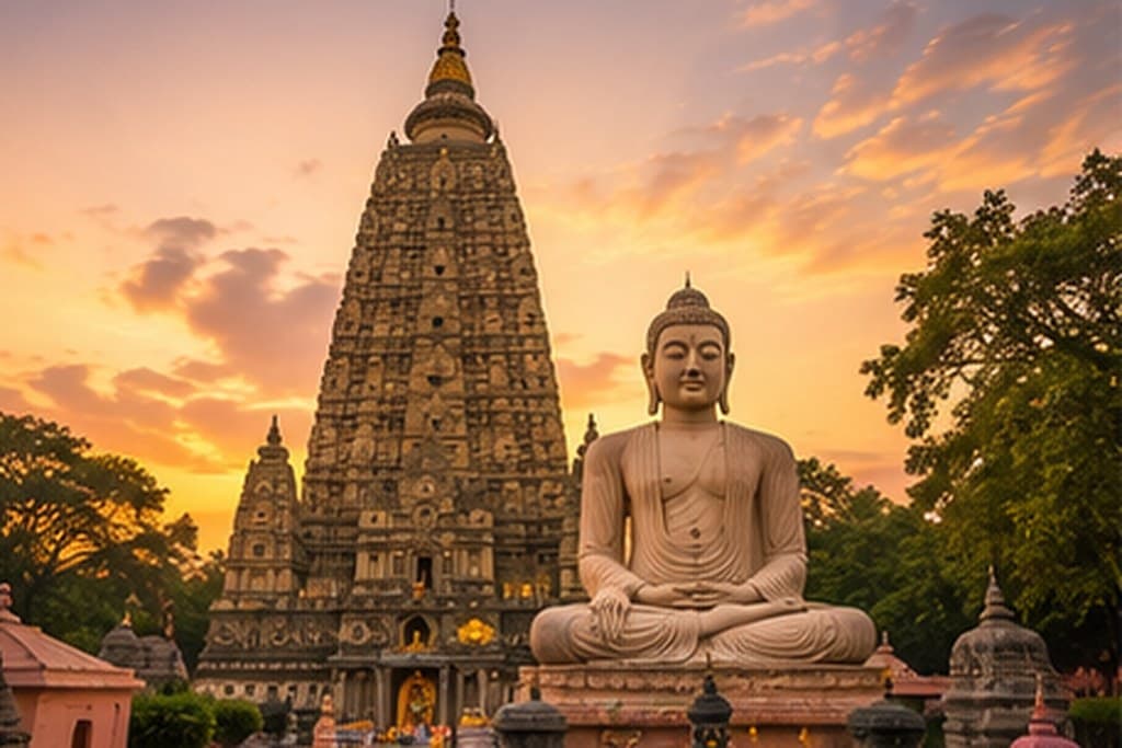 The Mahabodhi temple at Bodh Gaya, India