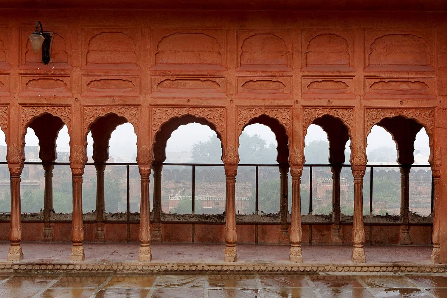 A red sandstone arcade at Junagarh Fort, Bikaner